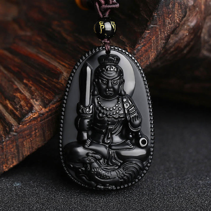 Buddha Anhänger Obsidian Kette Geburtsbuddha Schutzstein