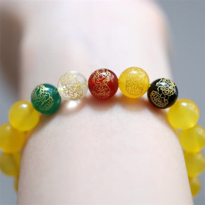 Armband Kristall Achat Fünf Elemente Wohlstand gelbe Perlen Handgelenk