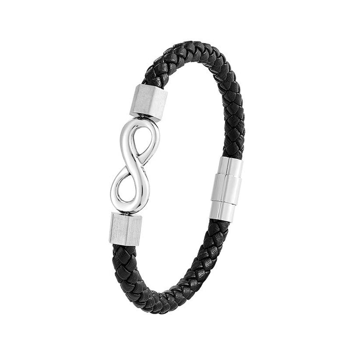 Armband Unendlicher Titanstahl Leder Balance
