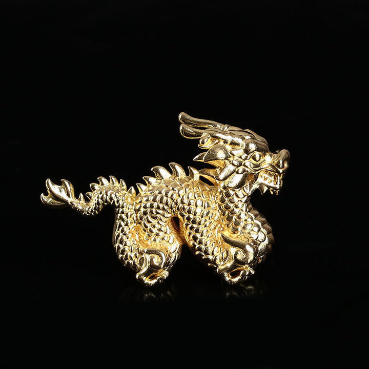 Drachen Figur Messing Glück Klein Goldener Drache