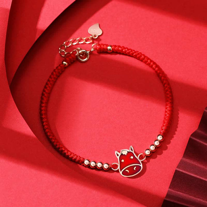 Rotes Armband 925 Silber Chinesisches Tierkreis Glück Energie Glücksbringer