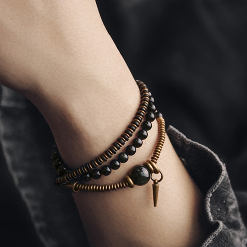 Armband Regenbogen Obsidian Ebenholz - Heilung