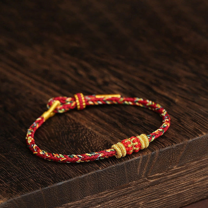 Armband Bunt Geflochten Knoten – Glück Rot Gold Handgelenk Schmuck