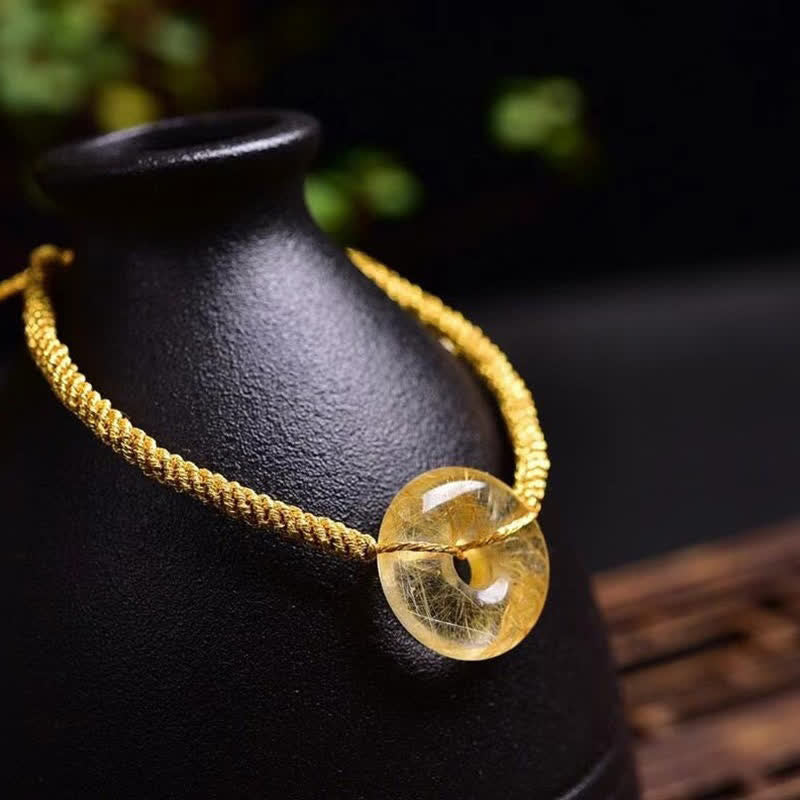 Armband Citrin – Frieden & Glück goldenes elastisches Perlenarmband