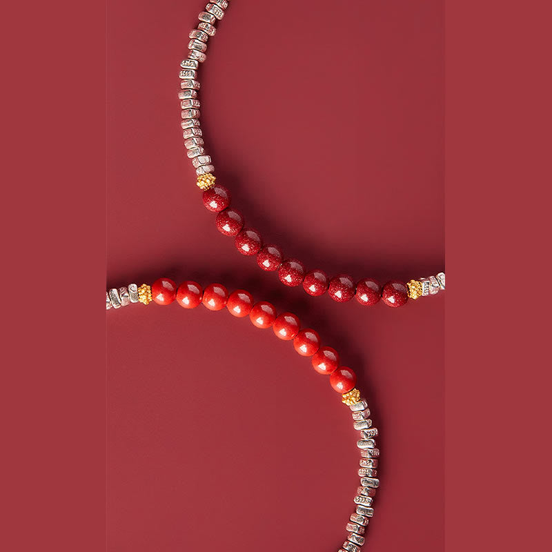 Rotes Zinnober Armband 925 Silber mit leuchtenden Steinen elegantes Design