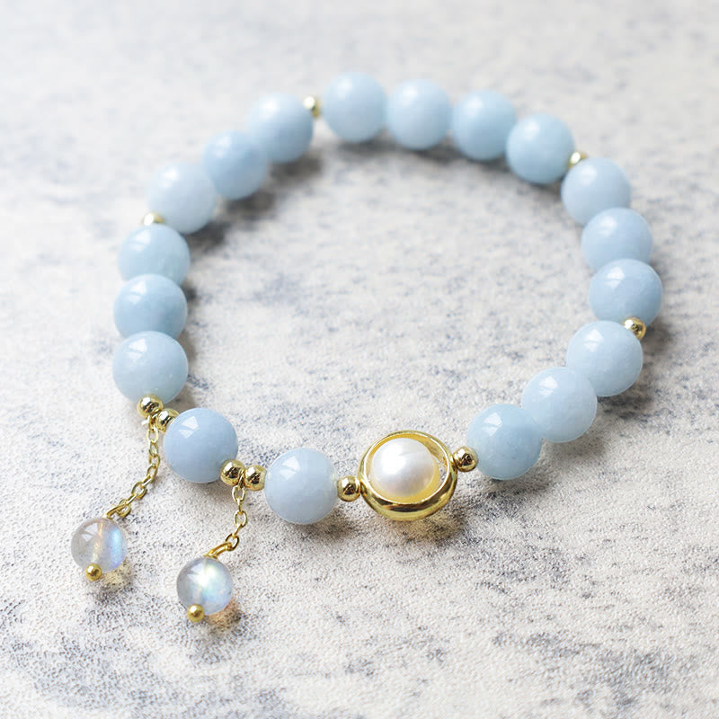 Armband Aquamarin Mondstein – Heilung