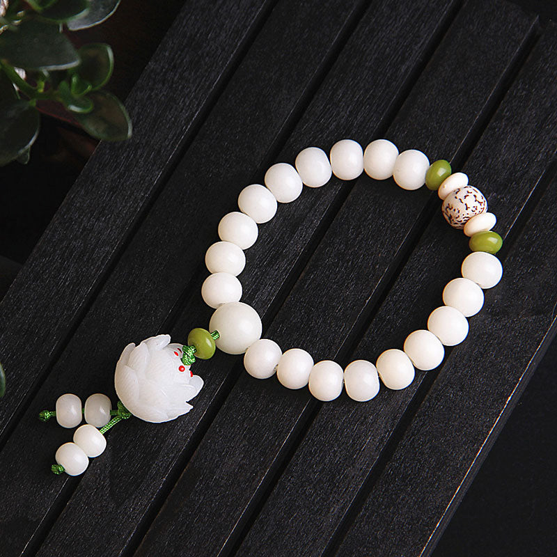 Armband Bodhi Samen Lotus Glück Weiß