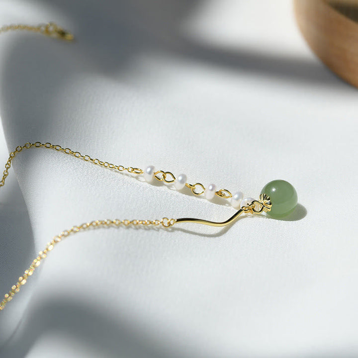 Kette Jade Perle Hetian Glück Natur