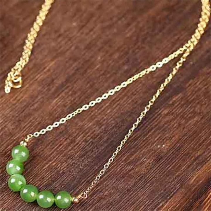 Jade Kette Glück Perlen Grün Buddha
