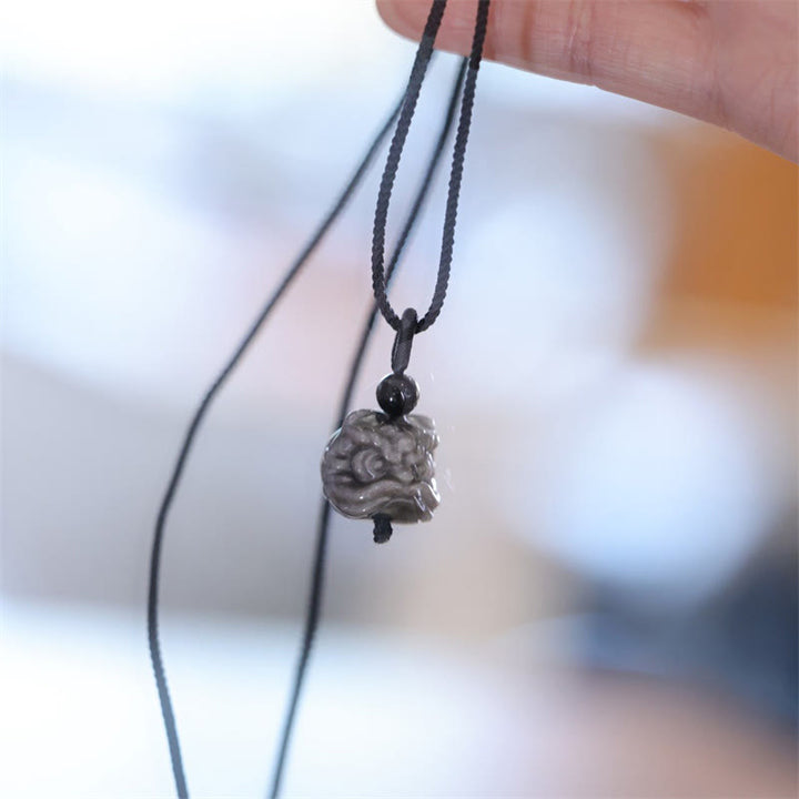 Kette schwarzer Obsidian tanzender Löwe – Schutz