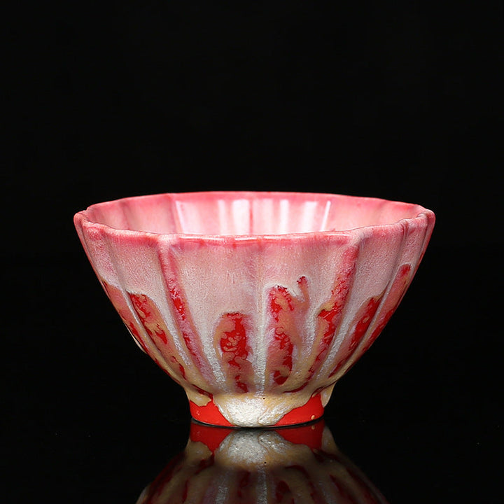 Teetasse Chinesisch Lotus Ofenwandlung Keramik Rot Mittel I