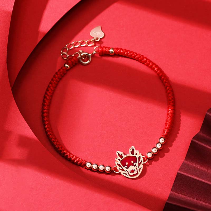 Rotes Armband Chinesisches Tierkreis – Glück mit Drachencharm elegant