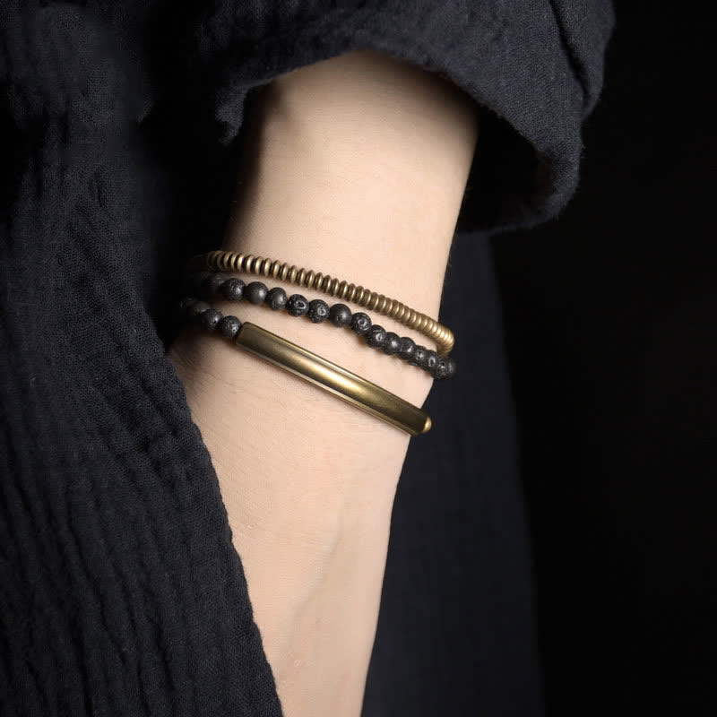 Armband Lava Rock Kupfer Schwarz Minimalistisch