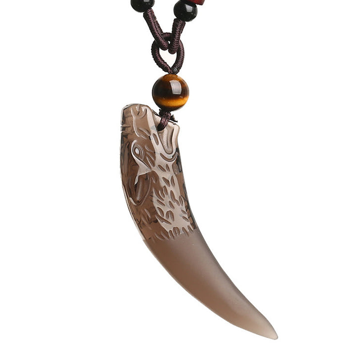 Anhänger Obsidian Wolf Mut Schutz Naturstein Kette Gravur