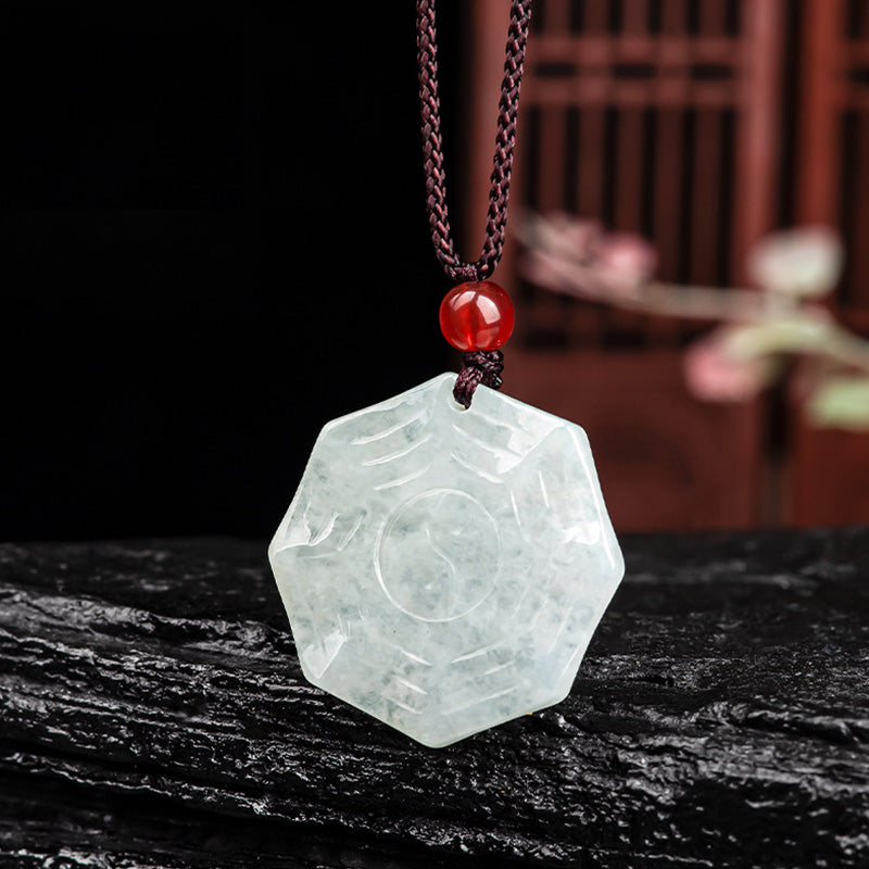 Jade Kette Yin Yang Bagua Natur Glück Anhänger