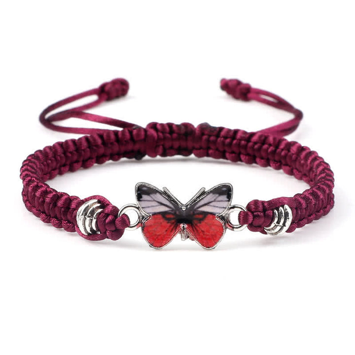 Armband Schmetterling – Liebe mit rotem Schmetterling Anhänger burgundy Stoff