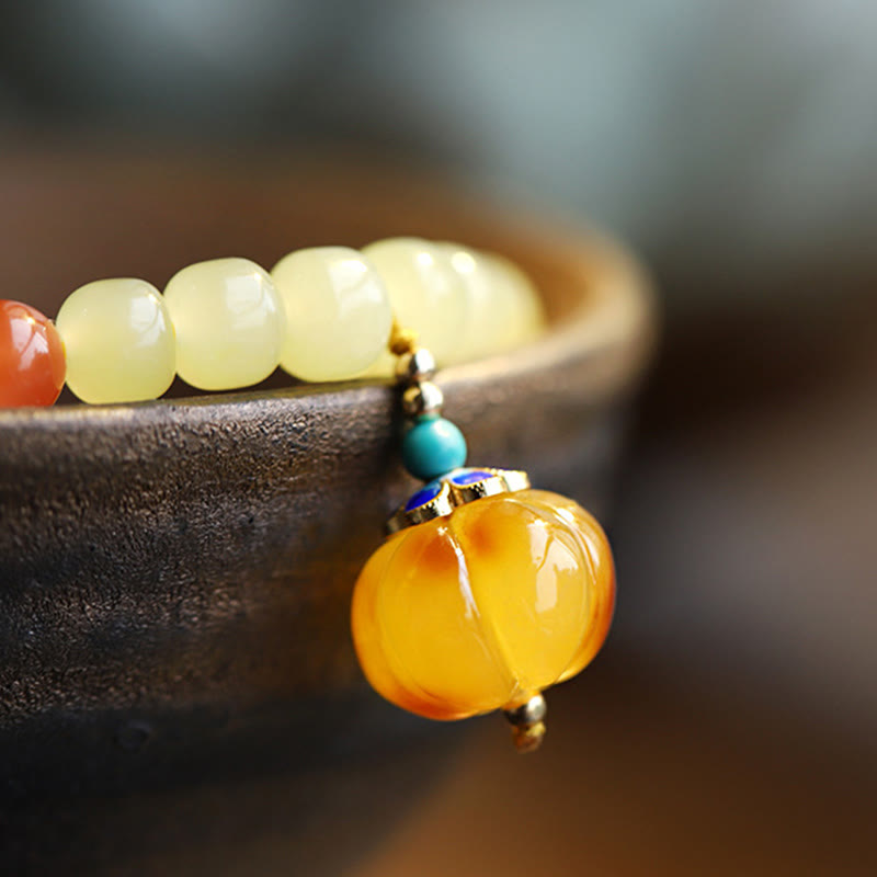 Armband Roter Achat Kristall Wohlstand Bernstein Perlen Naturstein elastisch