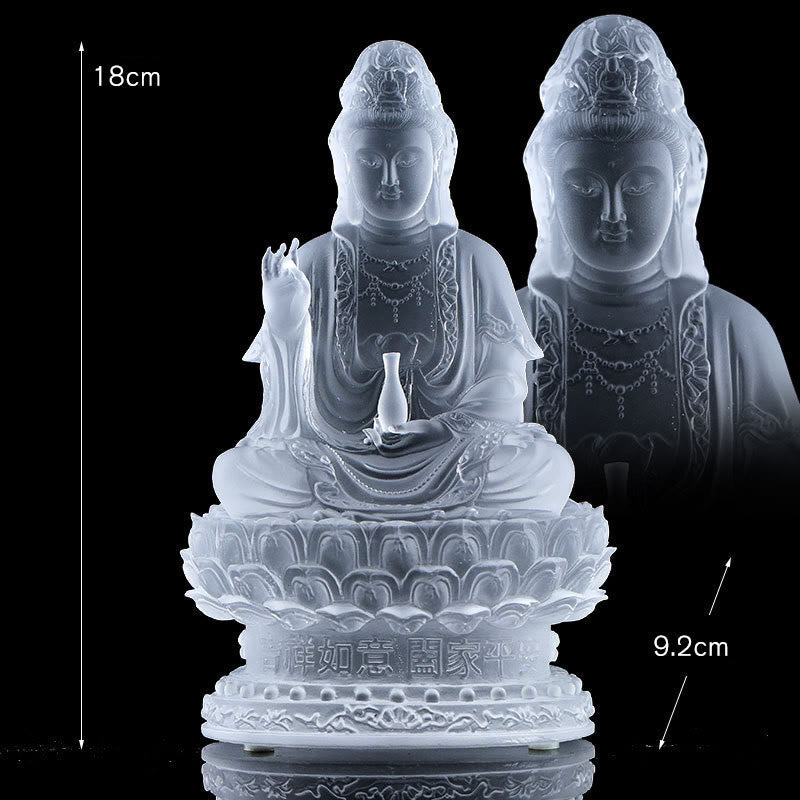 Kwan Yin Avalokitesvara Liuli Kristall 18cm Weiß