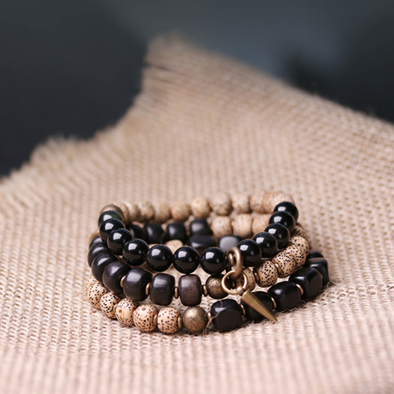 Armband Schwarzer Obsidian Kupfer Perlen Handgelenk elastisch Naturstein