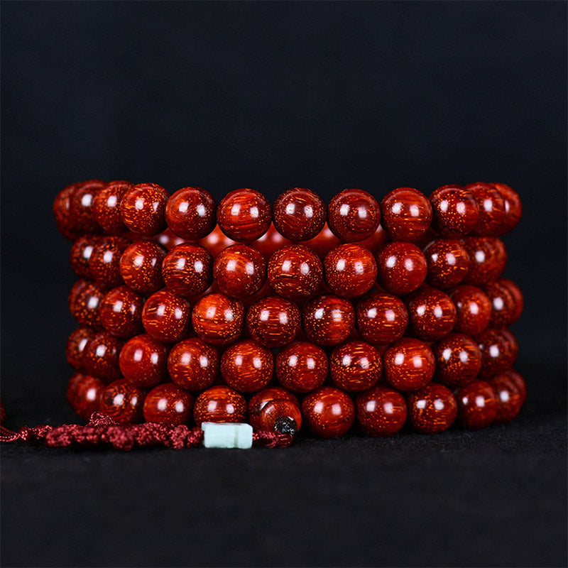 Armband Sandelholz – Balance Energie rote Perlen glänzend elastisch Naturstein
