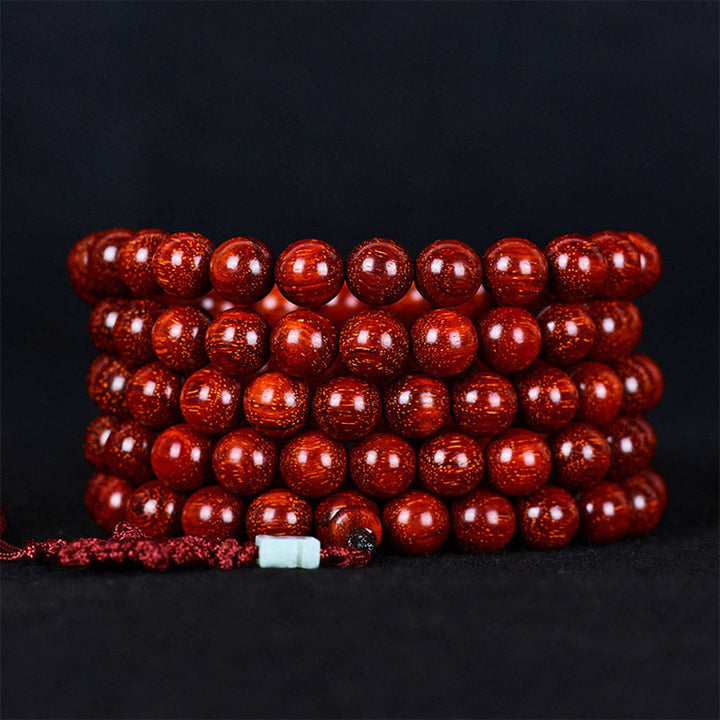 Armband Sandelholz – Balance Energie rote Perlen glänzend elastisch Naturstein