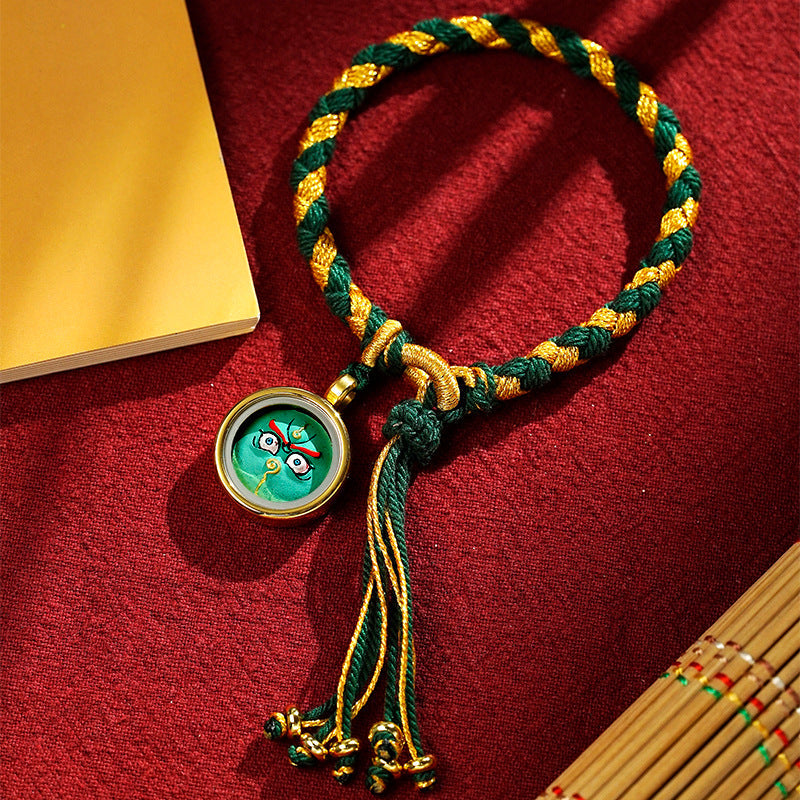 Armband Drachen Glück Wohlstand Energie grün gold geflochten Anhänger