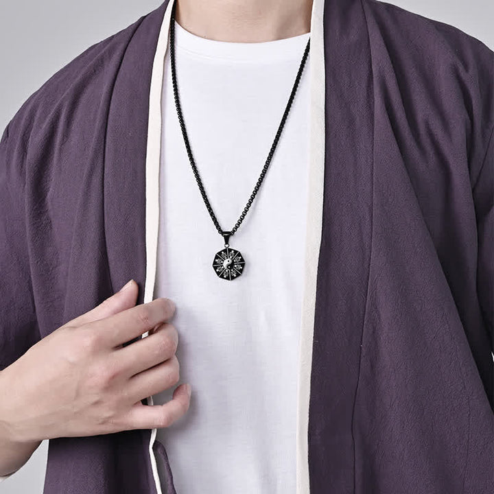 Kette Titanstahl Bagua Yin Yang Harmonie schwarz
