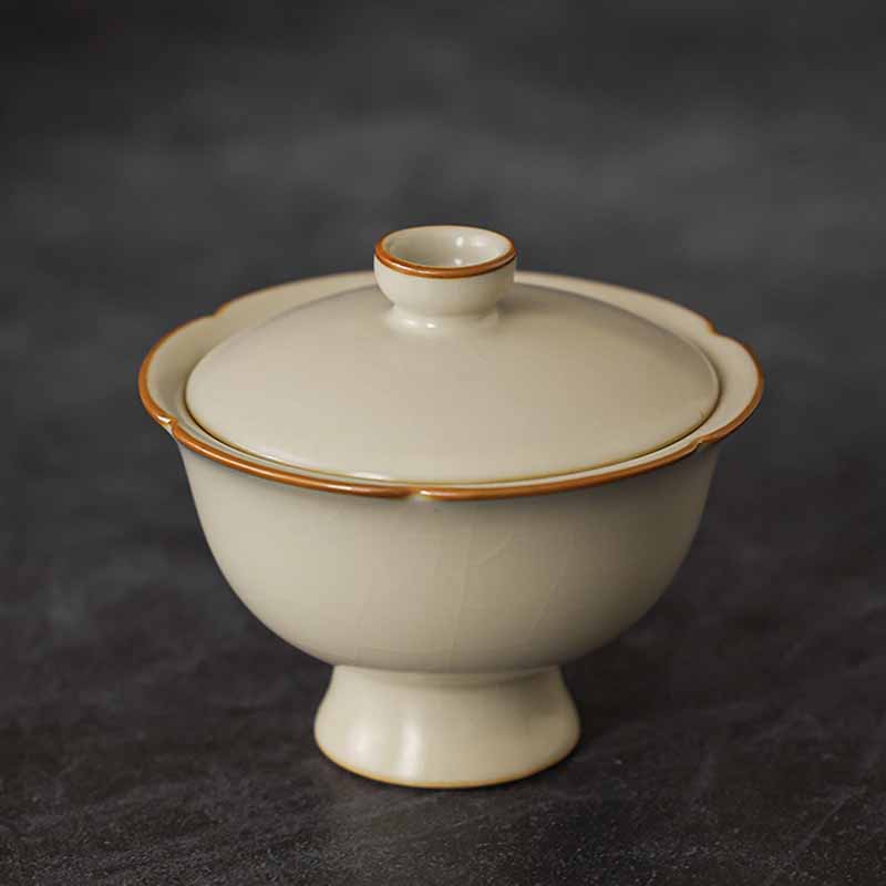 Teetasse Mit Deckel Pflaumenblüte Sancai Keramik Beige Tasse mit Schale