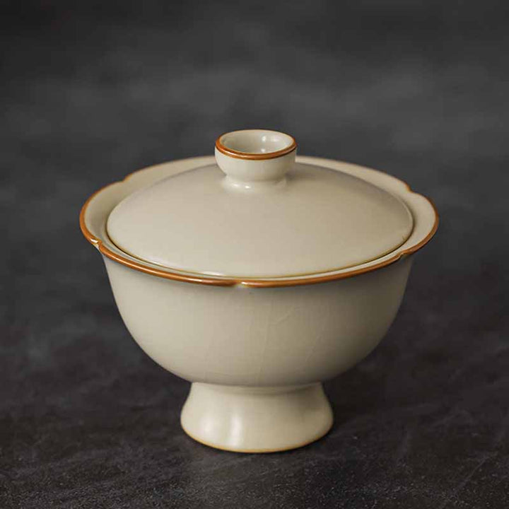Teetasse Mit Deckel Pflaumenblüte Sancai Keramik Beige Tasse mit Schale
