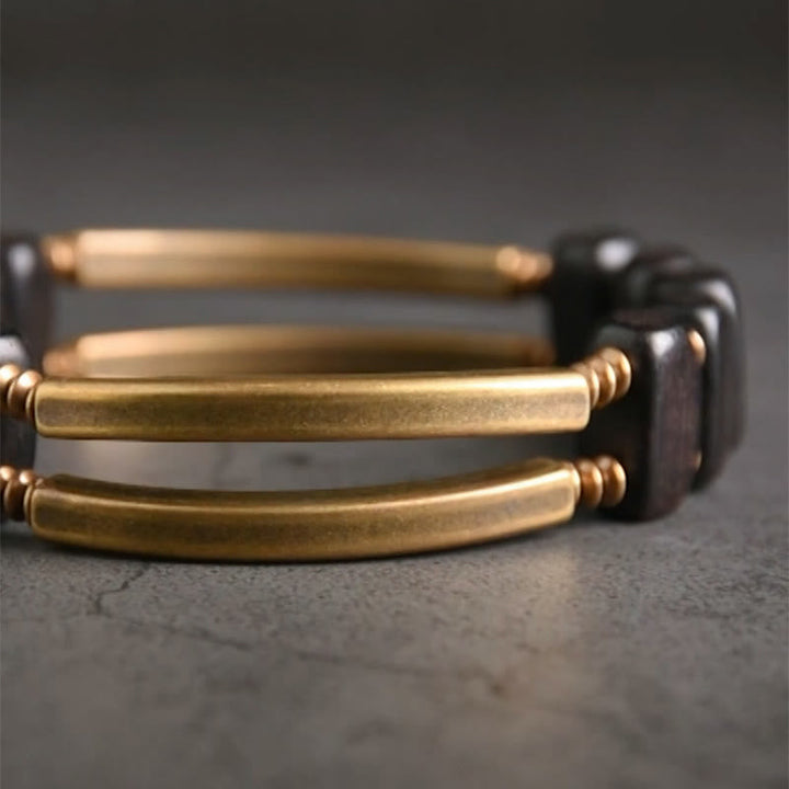 Armband Kupfer Ebenholz Balance Energie elastisches Naturstein Schmuckstück getragen