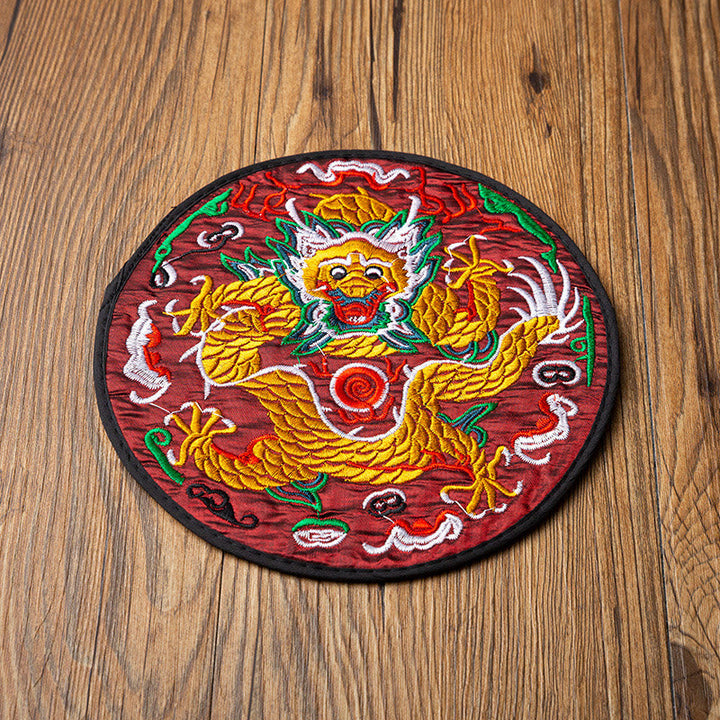 Teetasse Untersetzer Drachen Stickerei Kung Fu Dunkelroter Drache