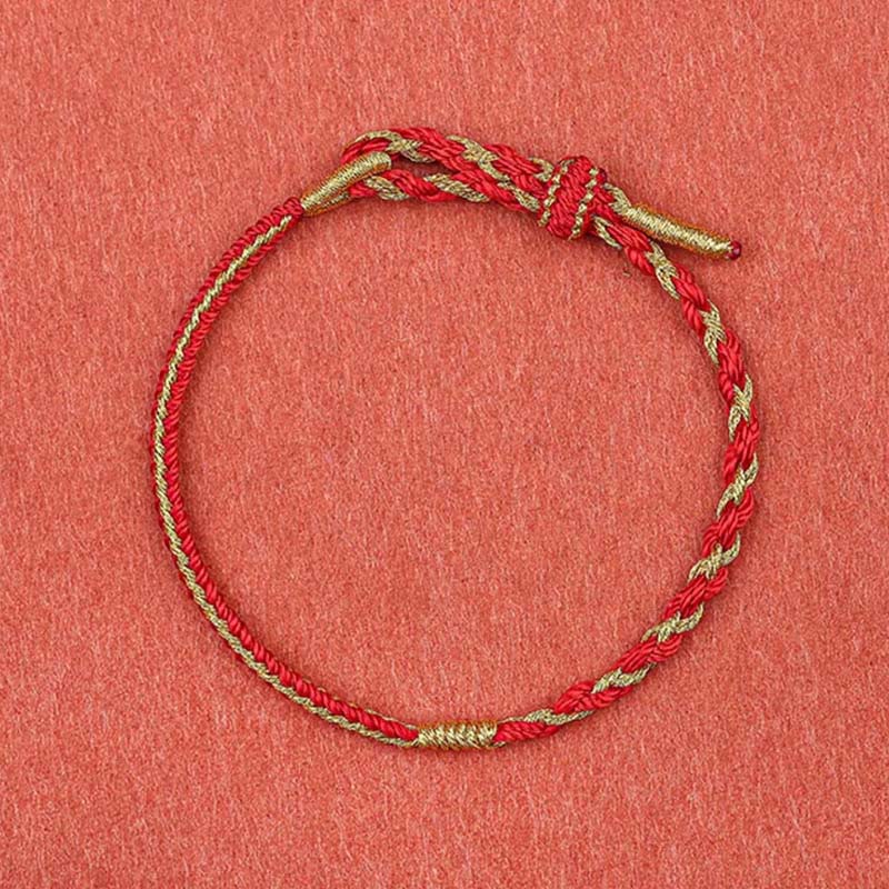 Rotes und goldenes geflochtenes Armband Chinesisches Tierkreis – Schutz Knoten