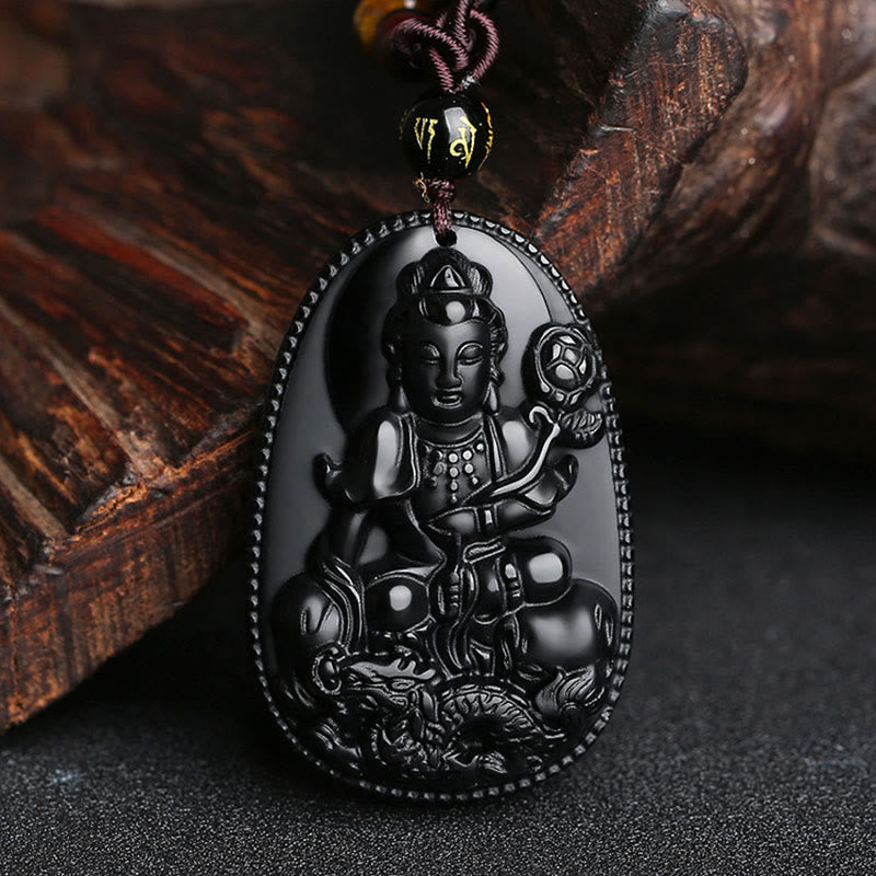 Buddha Anhänger Obsidian Kette Geburtsbuddha Halskette