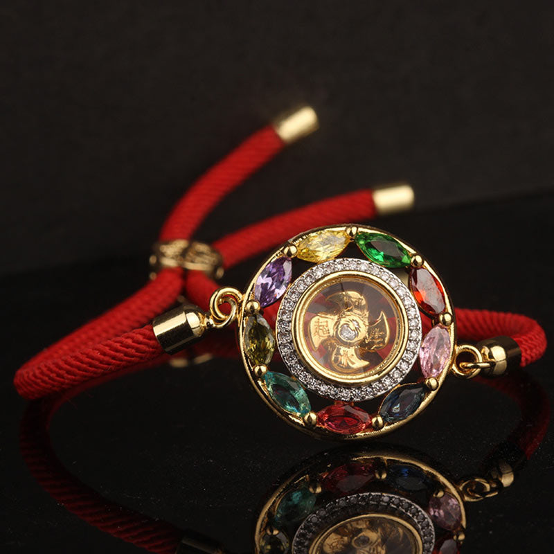 Zirkon Kupfer Kette mit bunten Steinen Wohlstand Amulett Schmuck.