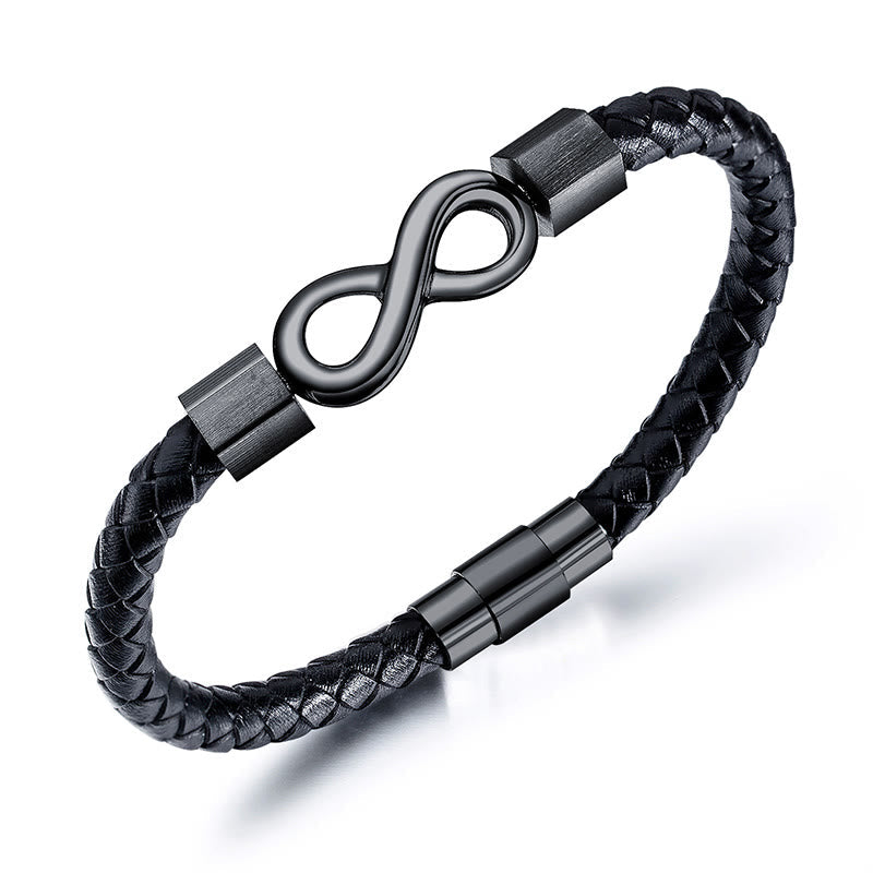 Armband Unendlicher Titanstahl Leder Balance