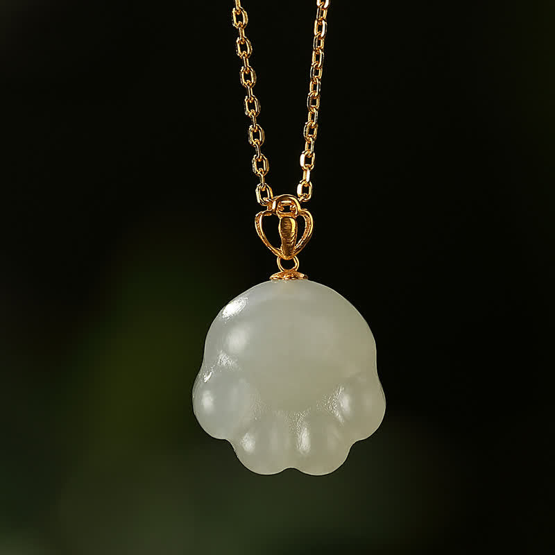 Jadependant Hetian Jade Katzenpfote Glück Gold