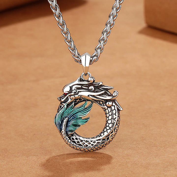 Tibetische Kette Kupfer Drachen Silber Anhänger Stärke
