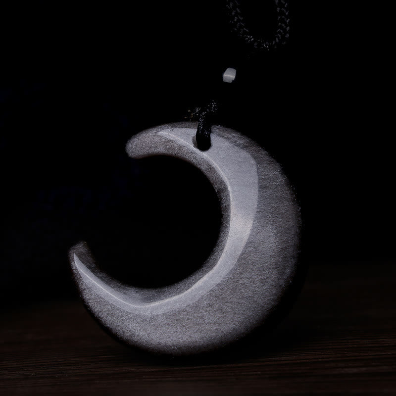 Obsidian Selenite Yin Yang Kette Naturstein Anhänger Schutz Energie
