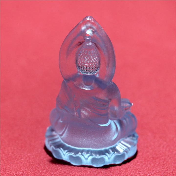 Liuli Medizin-Buddha Figur Kristall Weisheit Lotussitz transparent