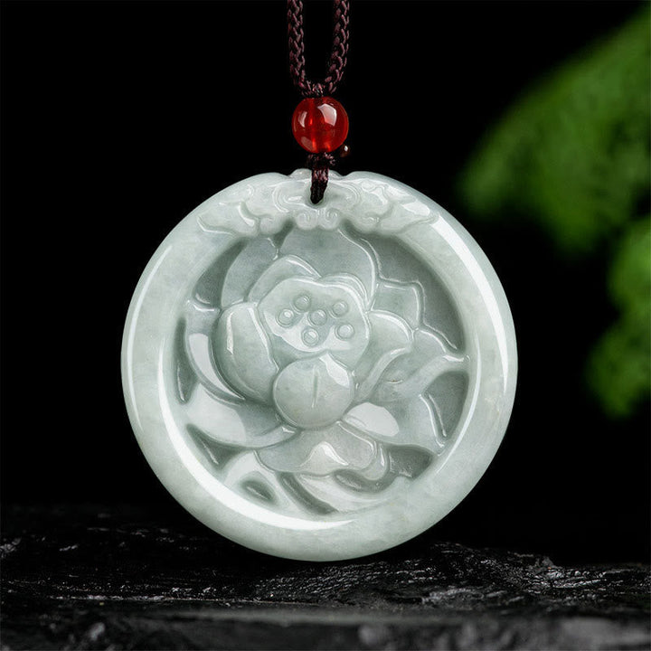 Jade Anhänger Lotus Blume Kette Wohlstand