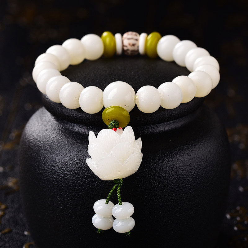Armband Bodhi Samen Lotus Glück Weiß