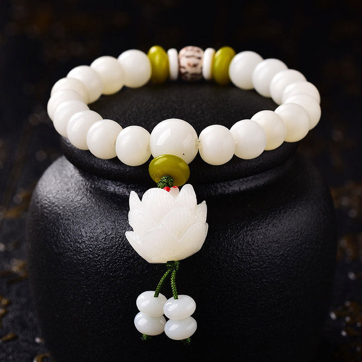 Armband Bodhi Samen Lotus Glück Weiß