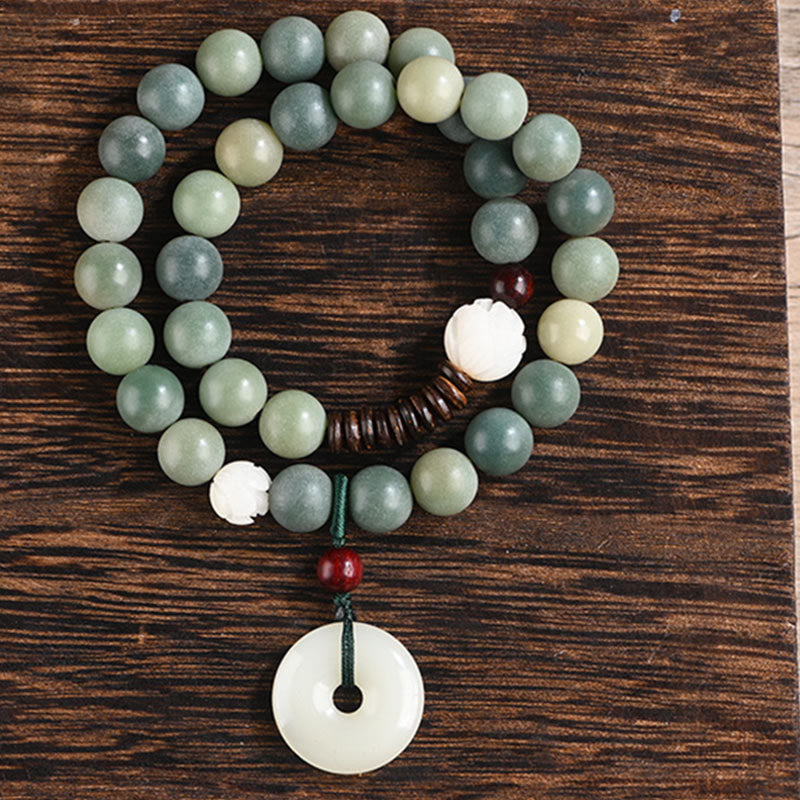 Armband Bodhi Jade Lotus – Frieden grüne Perlen Jade Anhänger
