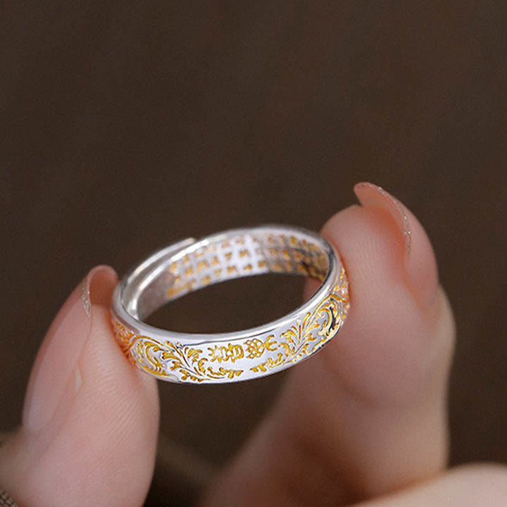 Kupfer Ring Lotus Herzsutra Feng Shui Glück Frieden Fingerring