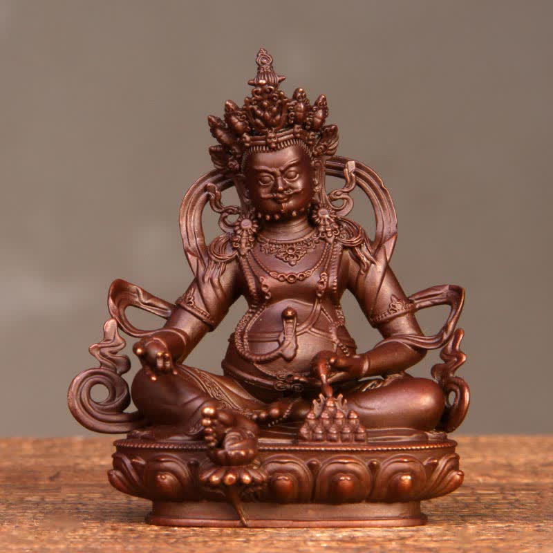 Buddha Statue Jambhala Gelb Kupfer Wohlstand Medium