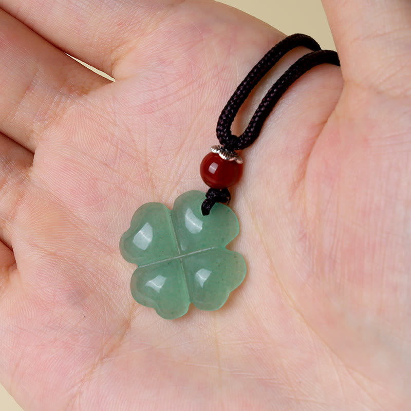 Grünaventurin Kleeblatt Kette Anhänger Glücksbringer Naturstein