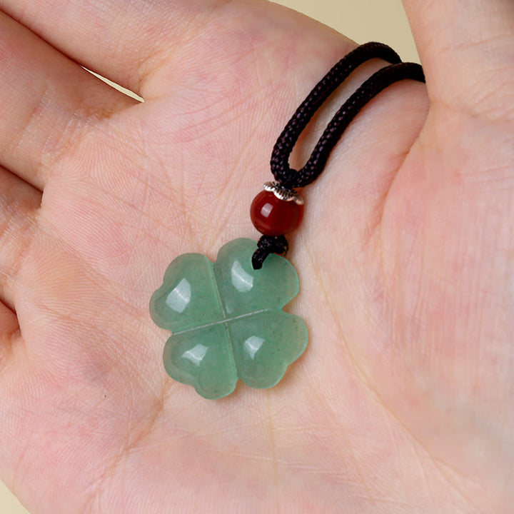 Grünaventurin Kleeblatt Kette Anhänger Glücksbringer Naturstein
