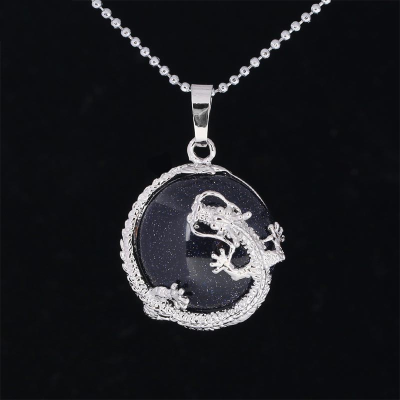 Silberne Kette Drachen Anhänger schwarzer Stein Naturstein Schmuck
