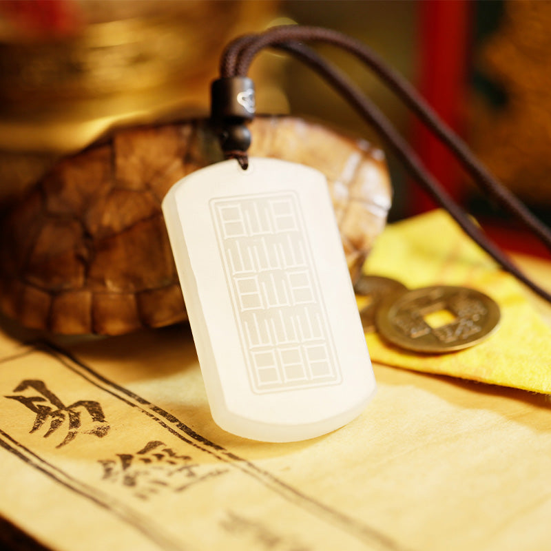 Kette weiße Jade Anhänger chinesische Schriftzeichen Schutz