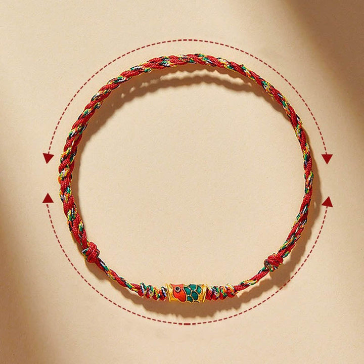 Armband Koi Fisch Wohlstand Energie rot geflochten elastisch tragbar